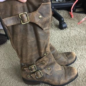 Distressed brown boots